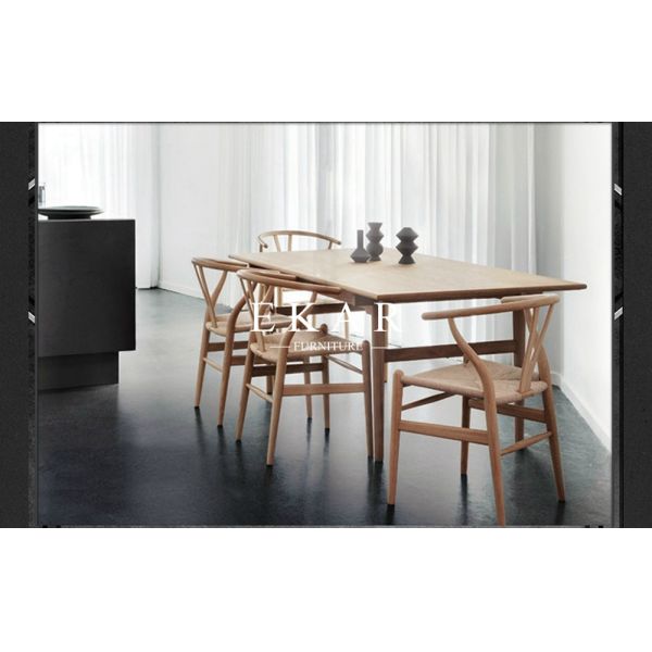 Nordic Design Wooden Solid Wood Hemp Rope Rattan Dining Chair