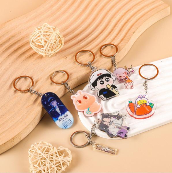 Durable Acrylic Charm Keychain With Metal Ring And Cartoon Character Gravity Falls Print