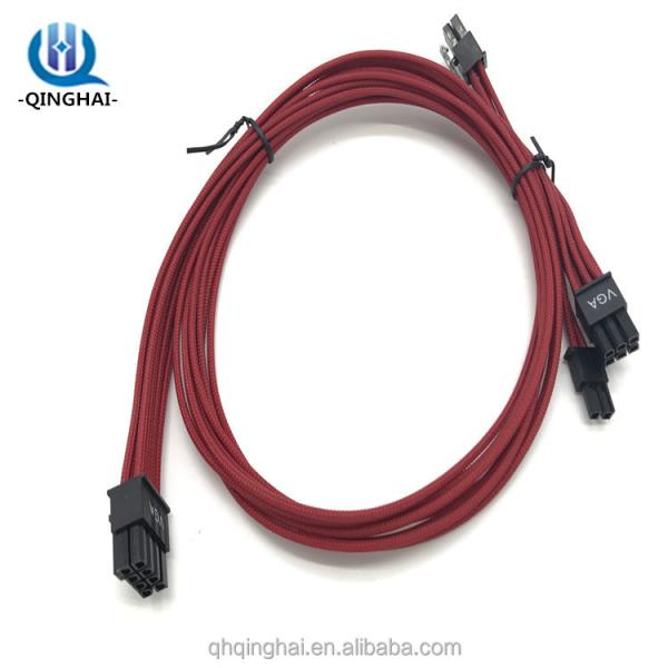 New 8Pin PCI-E Male to Dual 8(6+2)-Pin+6Pin PCI-E Power Extension Cable -Red