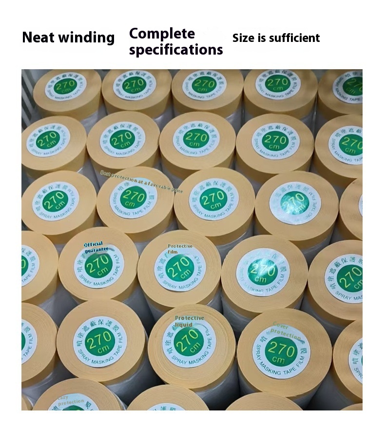 Customizable 50mm PE Plastic Masking Film Soft Protective Paintable Auto Body Spray Painting Roll 120m with Pre-Applied Tape