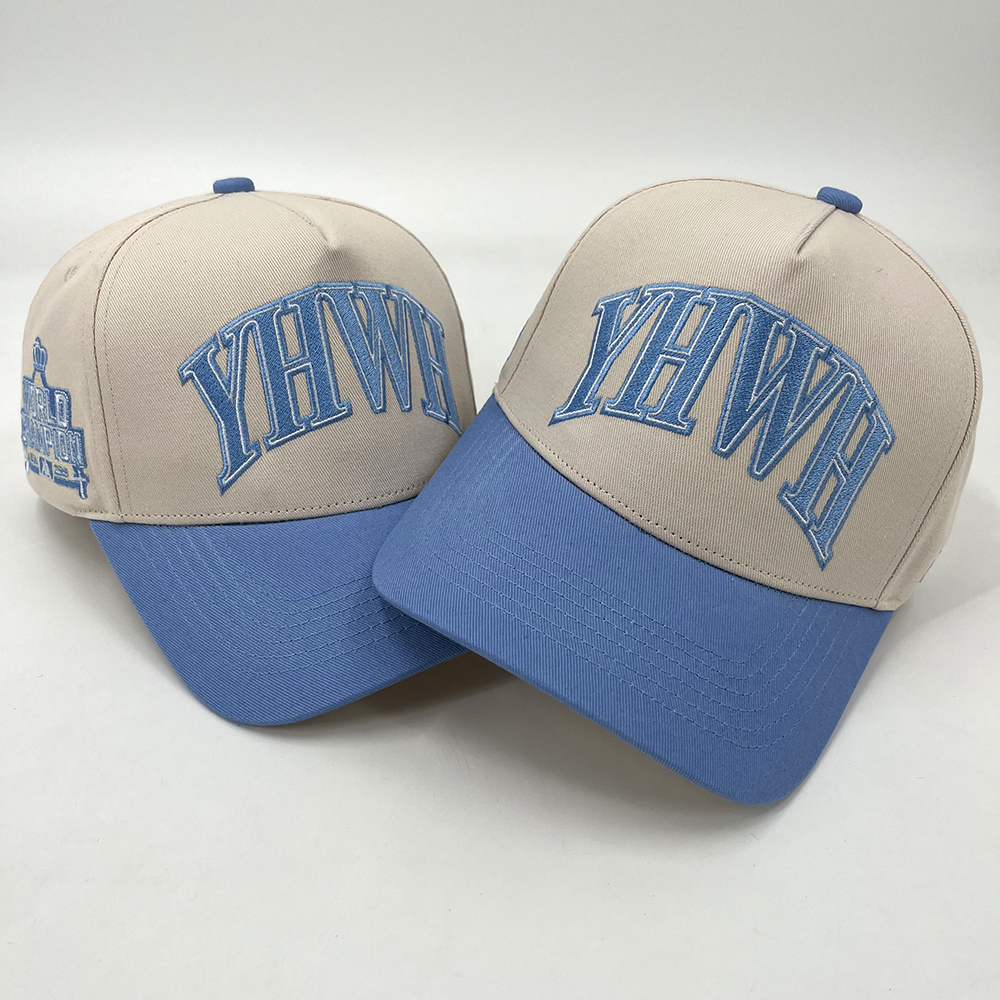 Custom 5 Panel Caps Curved Brim Structured Baseball Cap Custom Embroidery