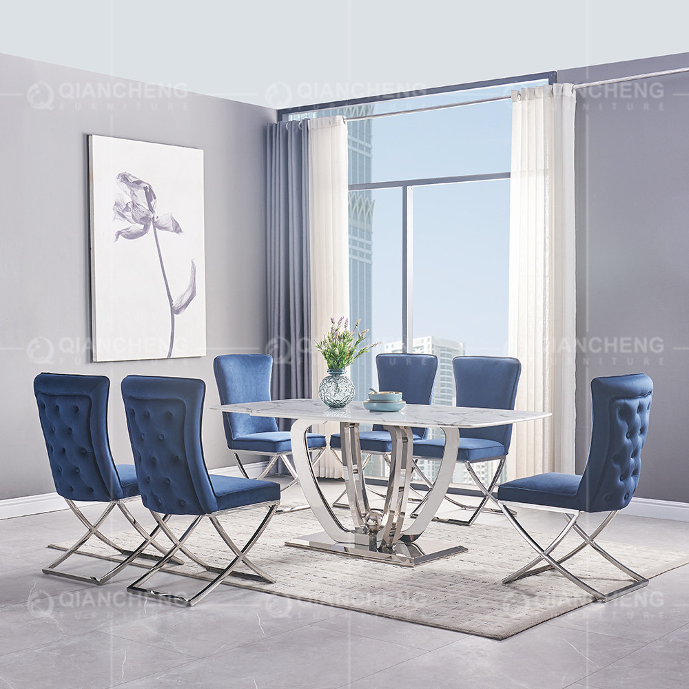 Ресторан Qiancheng 200x100x75cm мраморный верхний ставит ровную рамку на обсуждение SS облегченную