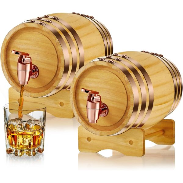 Whiskey Barrel Cocktail Dispenser for Vintage Spirits and Liquors