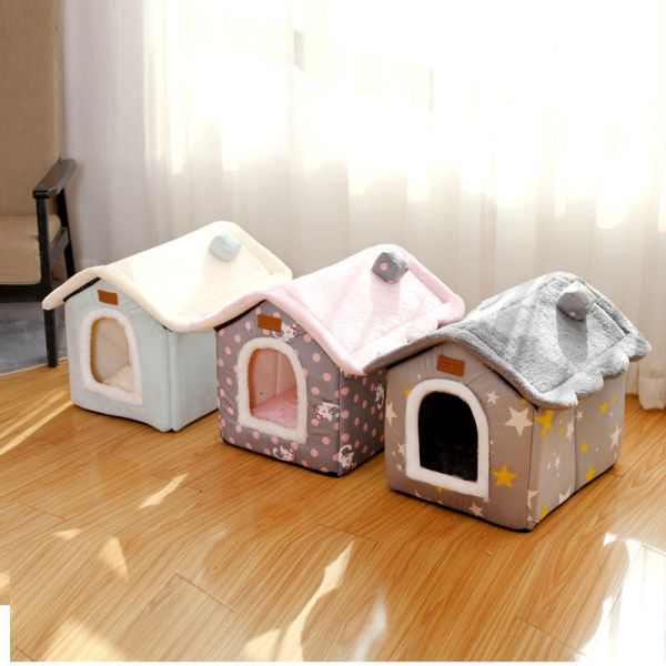 Cozy Wool Cat House Star Pattern Soft Warm Indoor Removable Washable Hand Wash Only Pet