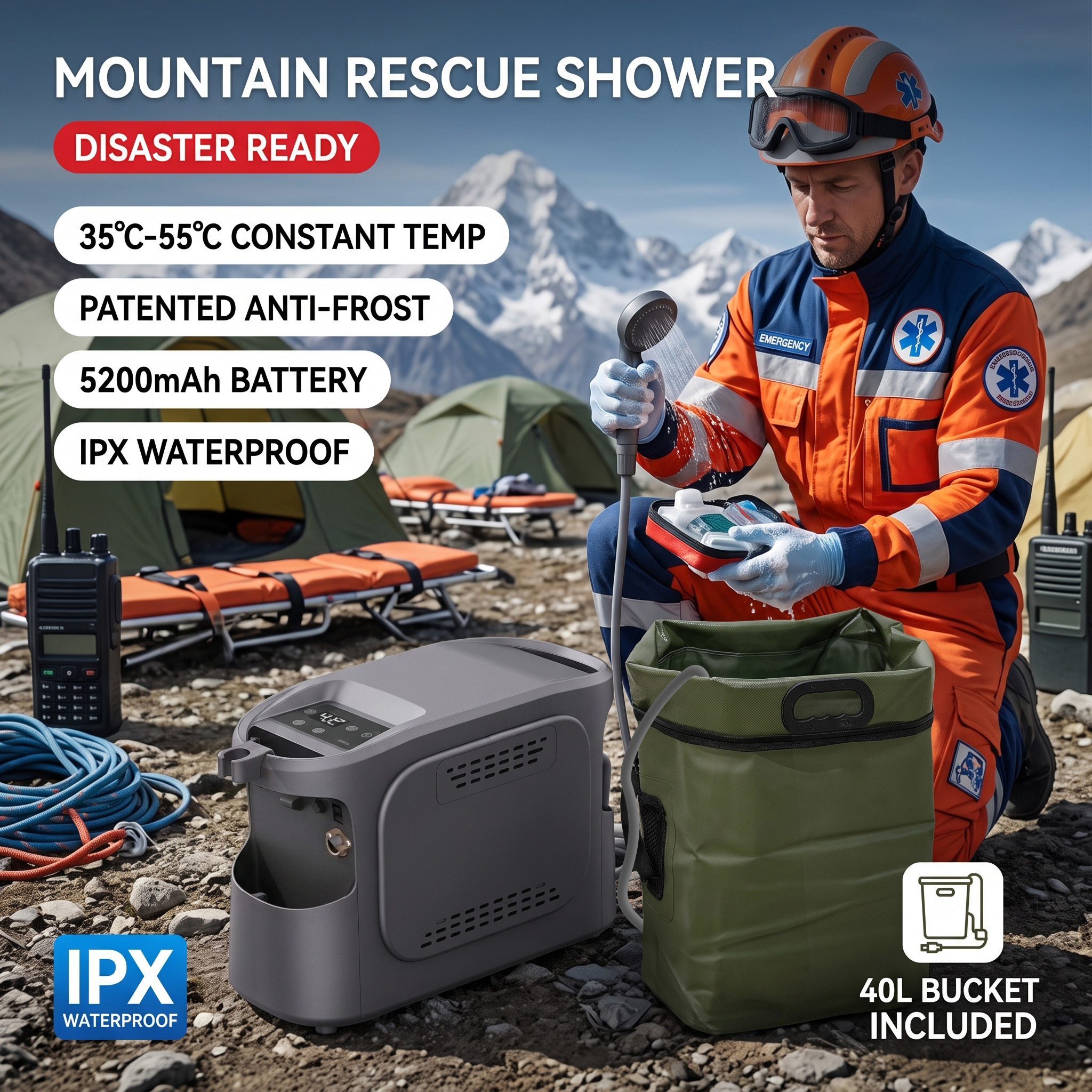 High-Altitude Alpine Trekking Shower 10kW Anti-Frost Propane Heater