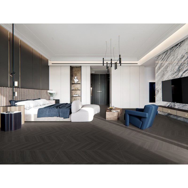 Dark Gray Elegant and Eco-friendly 600x1200mm Indoor Floor Wooden Porcelain Tiles for Renovation and Rebuilding