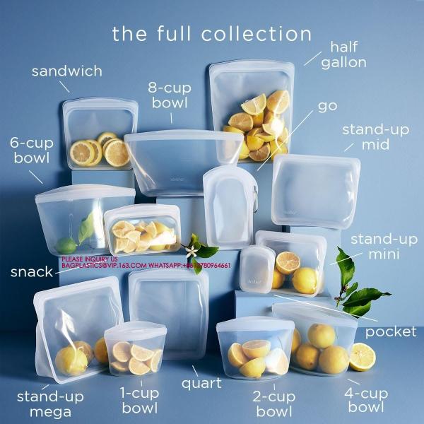 Reusable Sandwich Snack Bags New Generation Stand Up Zip Container For Soup And Leftovers