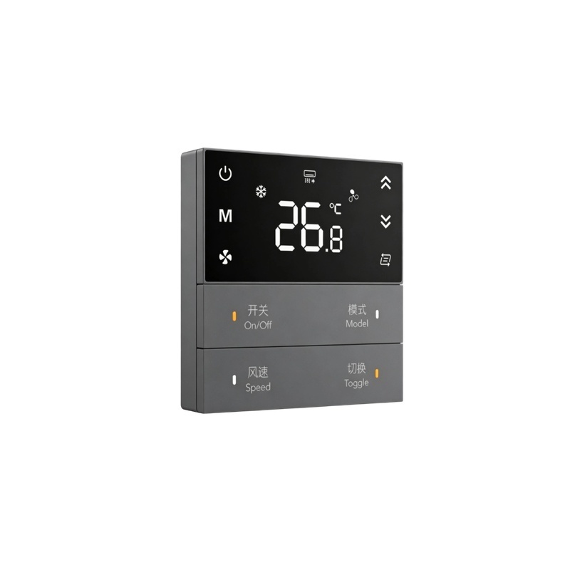 MT22002 ODM KNX Thermostat Metal Keys Dot Lights AC Heating Fresh Air Fan Coil PM2.5 AQI 86 Box