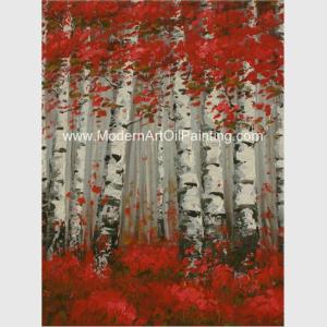 Art Oil Painting Brich Forest moderno pintado à mão, pintura de paisagem