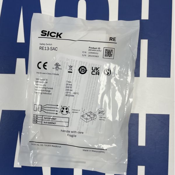 SICK RE13-SAC | RE1 Magnetic Safety Switch, 2NO, M8 Connector