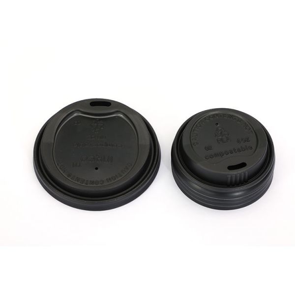 Biodegradable CPLA Coffee Cup Lid Non Plastic Strawless Lid For Hot And Cold Drink