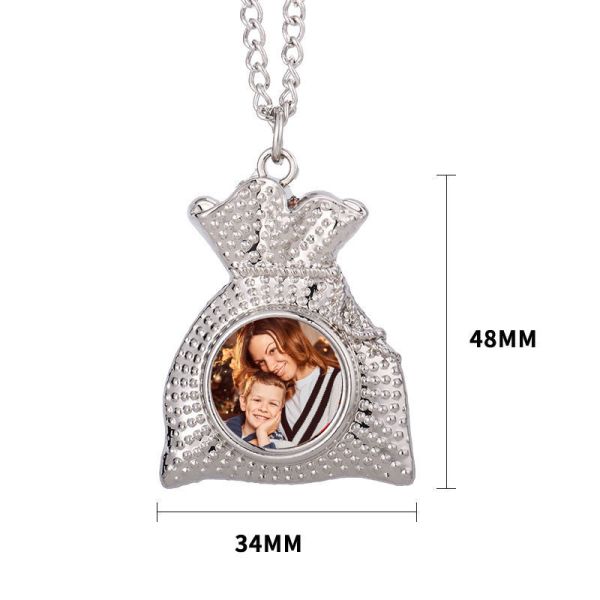 Personalized Sublimation Christmas Lucky Bag Hanging Pendant Necklace custom metal necklace