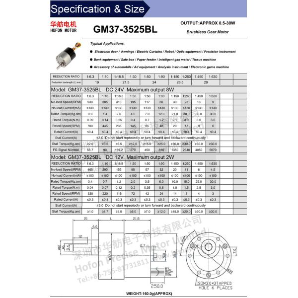 TS16949 мотор 6V 12V 24V высокой шестерни вращающего момента 65RPM безщеточный