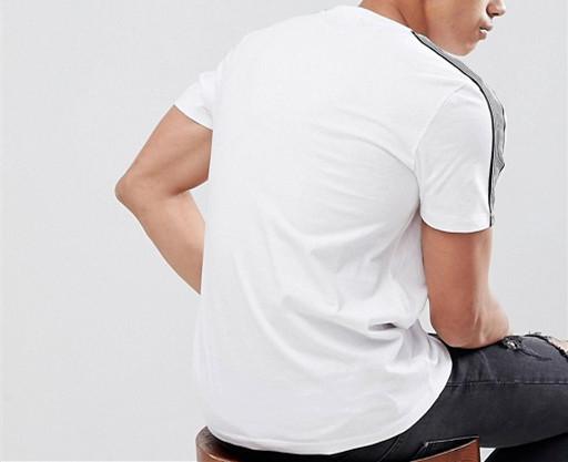 White Trendy Oversized T Shirts O Neck Classic Contrast Stitching Design