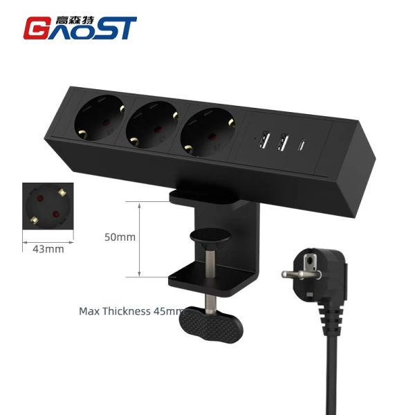 Universal Office Table Desk Clamp Power Outlet Socket Surge Protector ODM