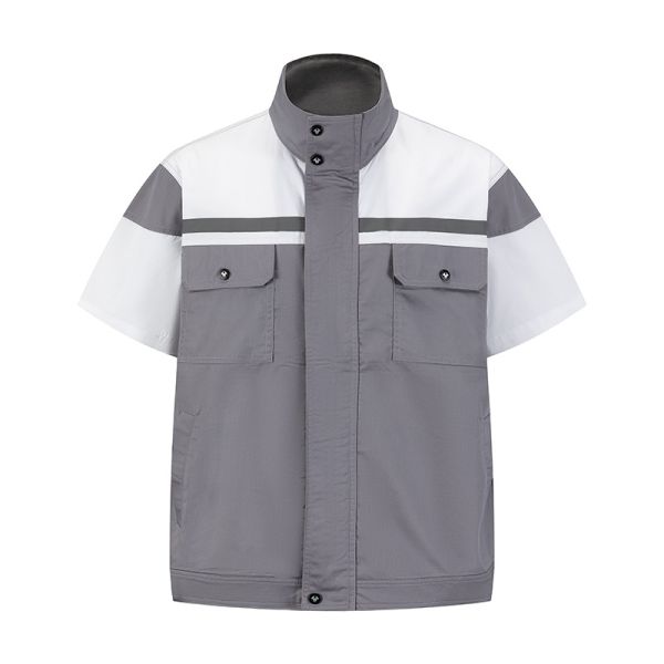 Breathable Workwear Jacket with Reflective Stripe and 230–250 gsm Fabric for Industrial Use