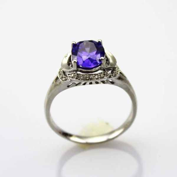 Sterling Silver with Lavender Amethyst Cubic Zirconia Gemstone Ring(R167)