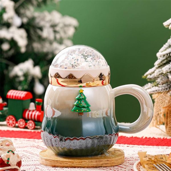 Gradient Color Christmas Ceramic Gift Boxed Mugs 2024 Delicacy Design 6.8cm*11cm 2 Colors