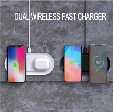 9V 2A 8mm 20W Wireless Dual Charging Pad For IPhone