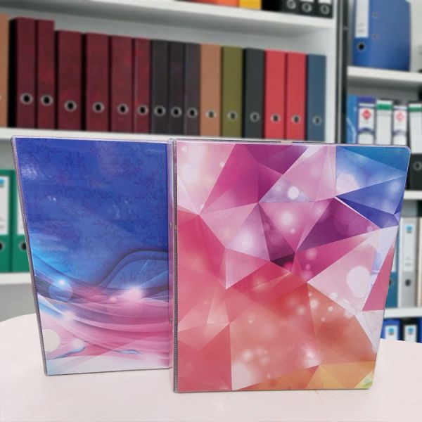 Carpeta de papel de adhesivo de PVC de impresión de perlas A4 personalizada con material de PVC y archivo de caja