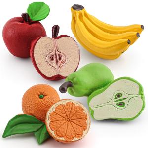Mini Plant Figures Playsets 4 PCS Realistic Apple Pear Orange Banana Model Toy