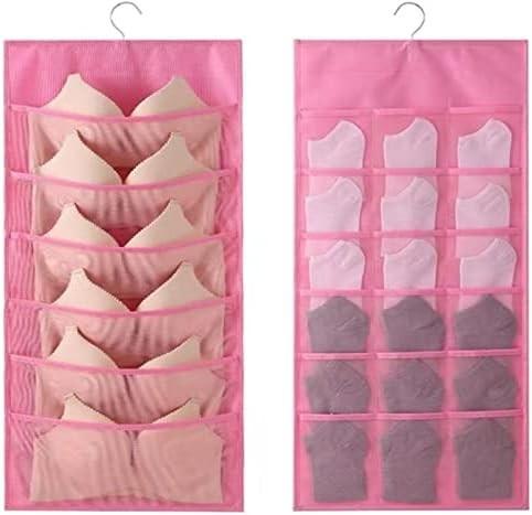LIREX BRA STORAGE ORGANISER WITH 10 POCKETS, 1 PACK FOLDABLE UNDERWEAR HANGING ORGANIZER FOR WARDROBE WALL MOUNT BRA HAN