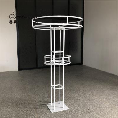Saixin novo custom 1,5m de altura grande duplo redondo de ferro forjado branco flores está para peças centrais do casamento
