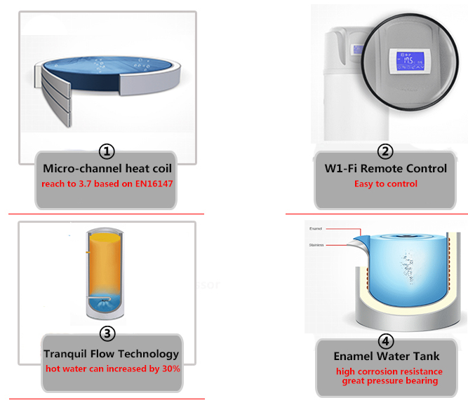 На открытом воздухе тепловой насос низкой температуры DHW для деревень курорта