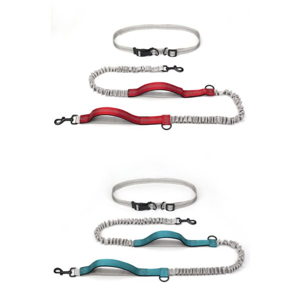 Pet Belt Elastic Night Reflective Silk Drawstring Traction Rope Outdoor Running Hands Free Dog Leash