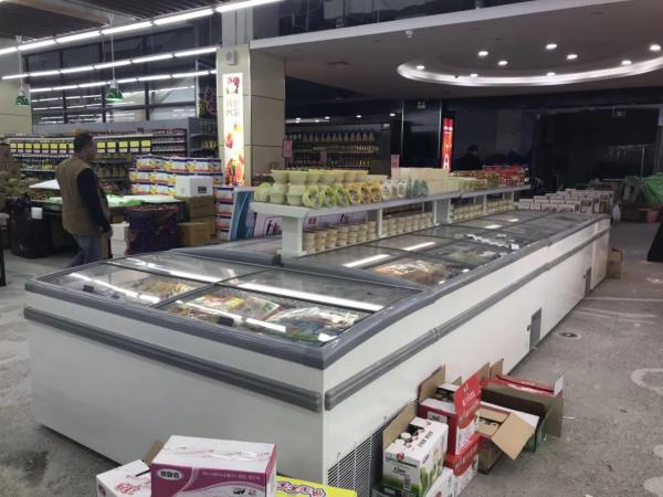 Congelador da ilha do supermercado de R404a, congelador comercial 220V/50Hz da caixa da exposição