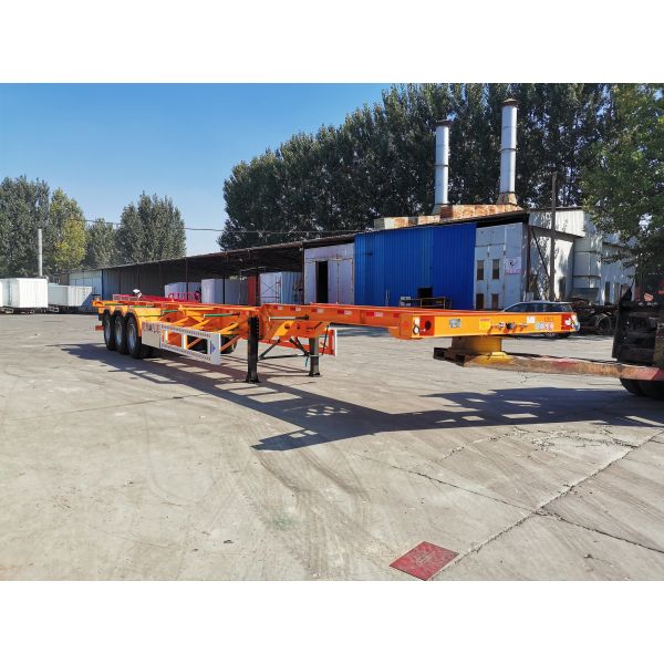 Truck trailer 60 tons 2 container chassis skeleton semi trailer with mechanical suspension