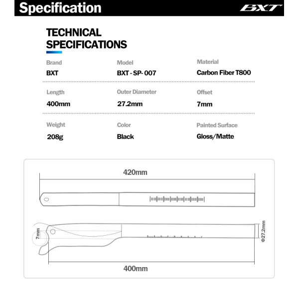 Aero конструированное волокно T1000 3K углерода соткет трубку столба места велосипеда дороги горы