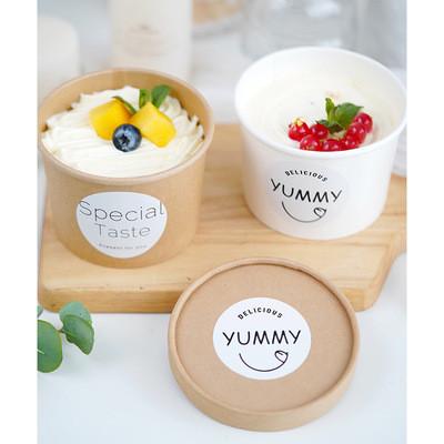 2.5oz-32oz Disposable Ice Cream Cups Brown Kraft Paper Soup Bowl With Lid