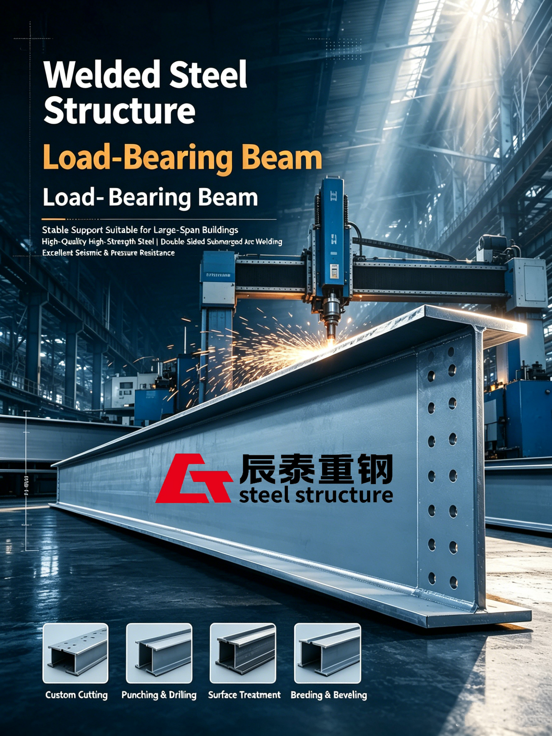 ISO9001 Certified High-strength Steel Frame Building with Fast Assembly for Multi-storey Construction