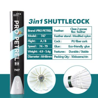 Fiber Cork 3 In 1 Shuttlecock Hybrid Badminton Shuttlecock Goose Feather