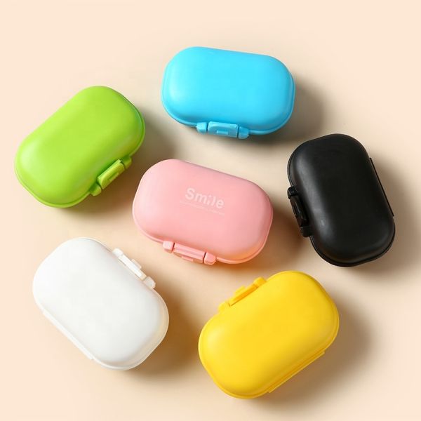 JH Medibox Portable Travel Pill Box Candy-Color PP Material Waterproof Feature Removable Vitamin Holder Case Bottle Container