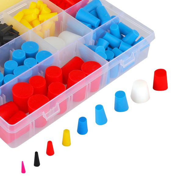 250pcs High Temperature Silicone Rubber Stoppers 9 Sizes Tapered Plug and Cone Plugs Durable Rubber Products Moulding Service