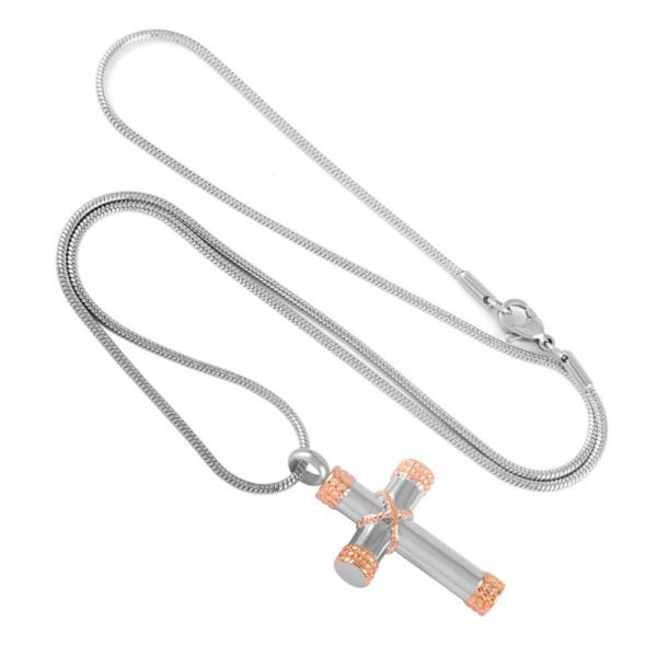 Women's Gold Personalized Cross Pendant Necklace For Ashes Urn Cremation Jewelry
