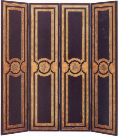 Rubber Wood Gilding Tri Fold Screen Room Divider For Restaurant
