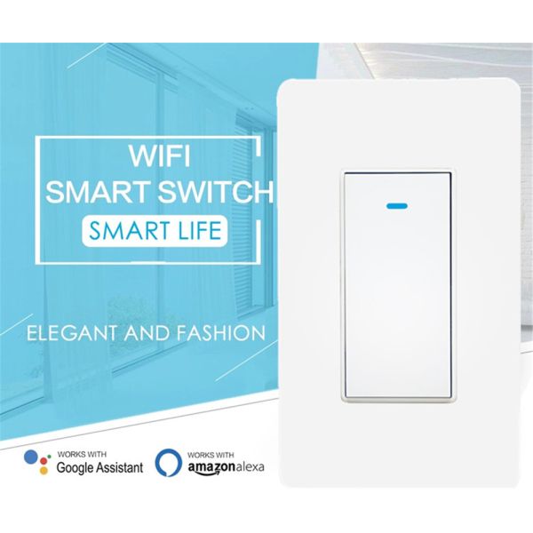 US Standard Push Button Wifi Wall Smart Light Switch 1/2/3 Gang App Remote Voice Control Intelligent Wireless For Google
