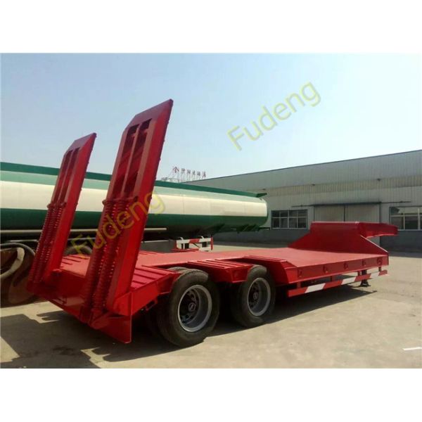 2 axle 40 ton low bed semi trailer ,Low loader truck trailer with mechanical ramps