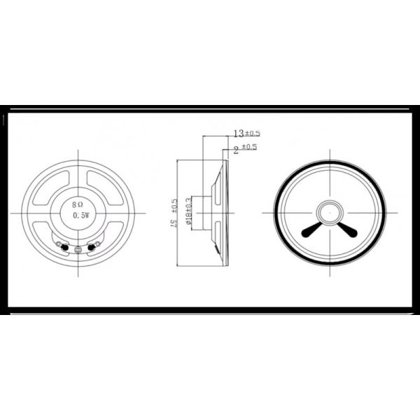 Magnetic Speaker 57MM 8Ω 0.5W Paper Basin Inside Iron Shell