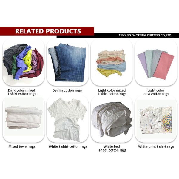 secondary shirt White Knitting Cotton wiping  Cleaning Rags