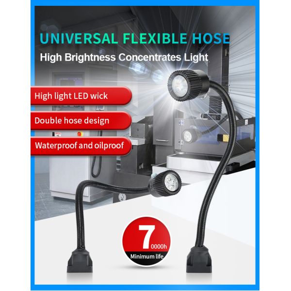 Luz de trabajo LED de cuello de cisne impermeable AC 220V Fácil instalación para máquina CNC