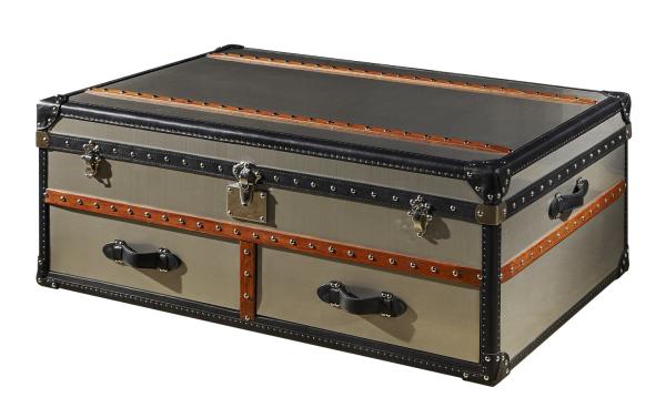 Brush Stainless Steel Side Coffee Table , Antique Vintage Trunk Coffee Table Business Storage