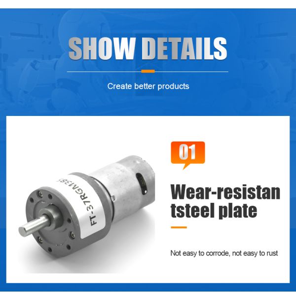 37mm Gear Box with 385 395 Motors High Speed 2-300 Rpm 12V 24V DC Spur Gear Motor