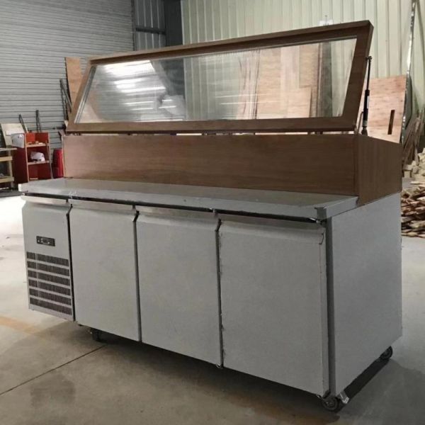 OEM R134a R290 Salad Preparation Fridge 3 Doors Air Cooling