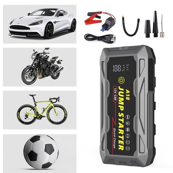 Portable 3000A Car Battery Jump Starter With QC3.0 Charging Car Inflate