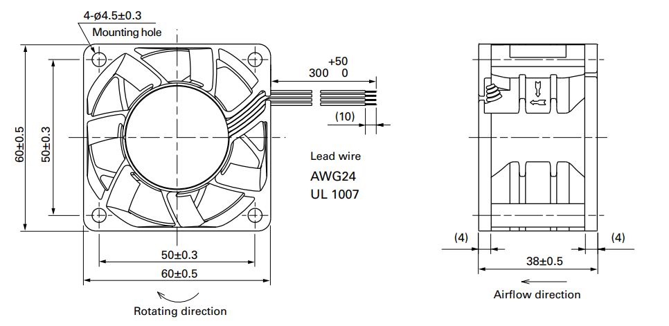 6038 Plastic Frame DC Axial Cooling Fan 60x60x38mm 12V 24V Low Power Consumption