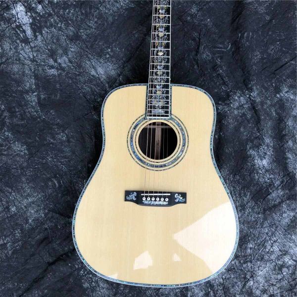 Custom Martin Style Deluxe D-100AA All Solid Wood 41 Inch D Type Spruce Acoustic Guitar Abalone